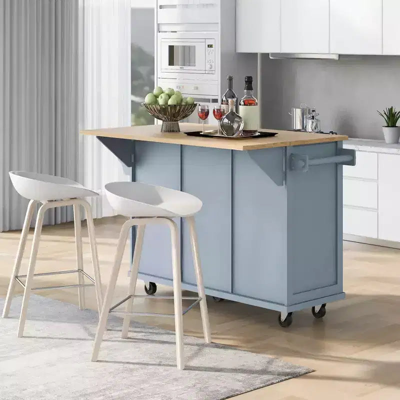 Isola da cucina nera / grigio-blu / verde menta / bianca con porta spezie e porta asciugamani, per 1 persona