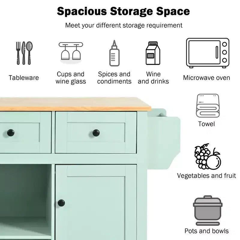 Isola da cucina nera / grigio-blu / verde menta / bianca con porta spezie e porta asciugamani, per 1 persona