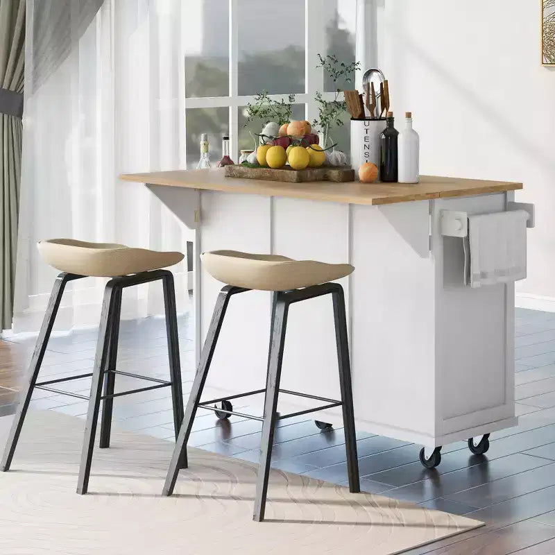 Isola da cucina nera / grigio-blu / verde menta / bianca con porta spezie e porta asciugamani, per 1 persona