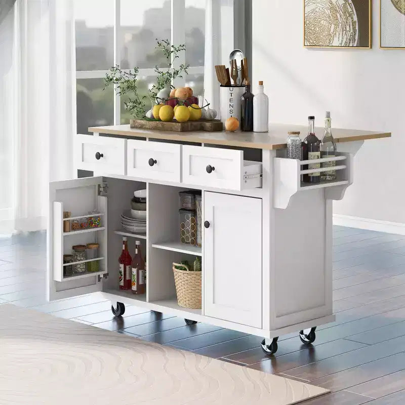 Isola da cucina nera / grigio-blu / verde menta / bianca con porta spezie e porta asciugamani, per 1 persona