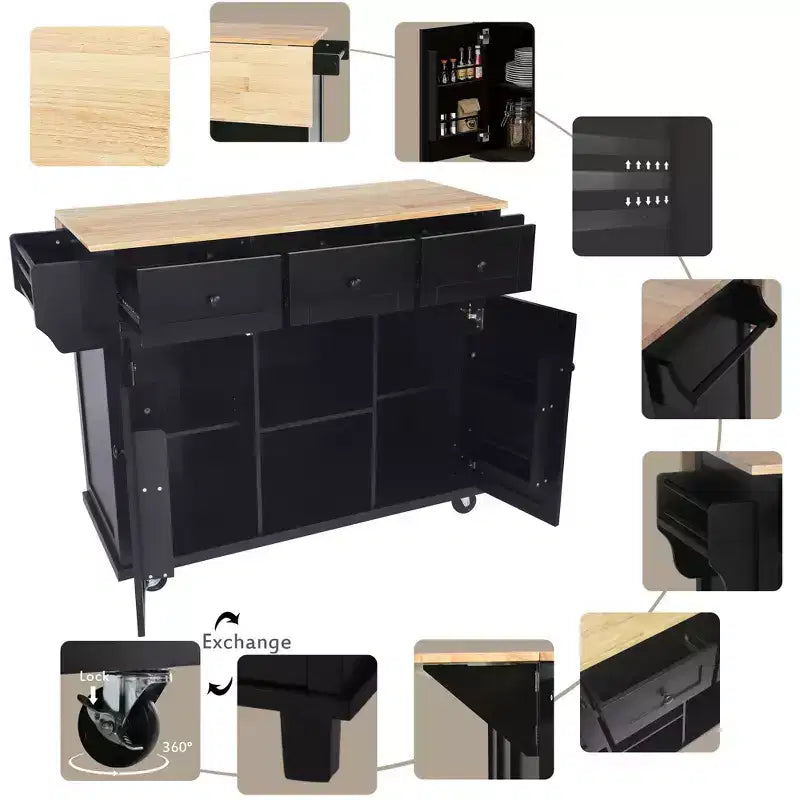 Isola da cucina nera / grigio-blu / verde menta / bianca con porta spezie e porta asciugamani, per 1 persona